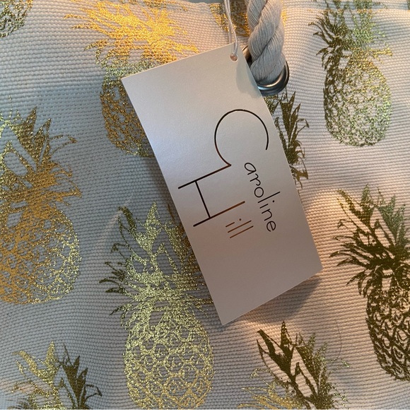 Caroline Hill Elegant Gold Pineapple Tote Bag - Picture 2 of 3